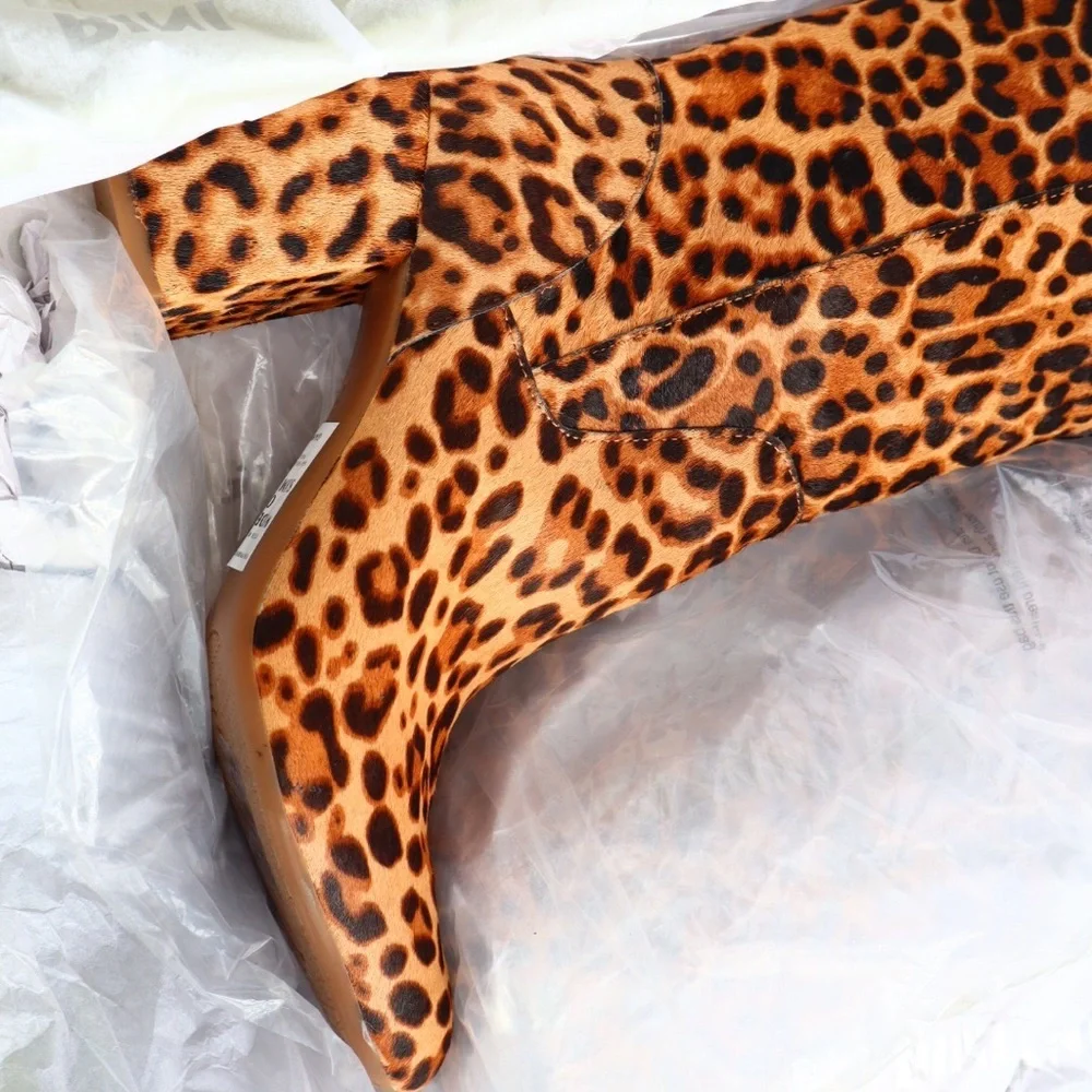 Gianni Bini Jellenia Leopard Print Haircalf Boots - Picture 3 of 14